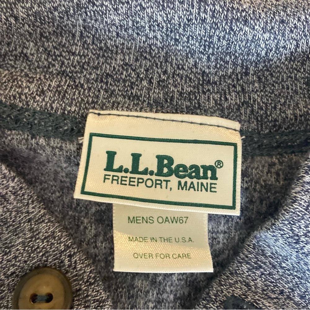 Men's L.L. Bean‎ Henley Long Sleeve Gray Stretch Soft Shirt Button XLT XL Tall - Picture 5 of 8